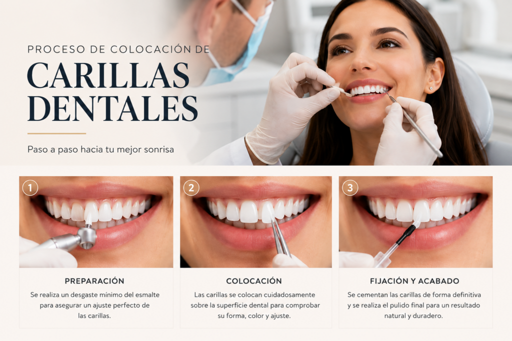 Proceso de colocación de una carilla dental paso a paso