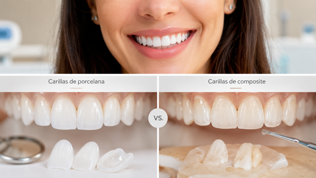 Comparativa entre carillas dentales de porcelana y de composite